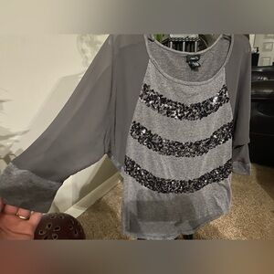 Rue21 Charcoal Sequin Blouse